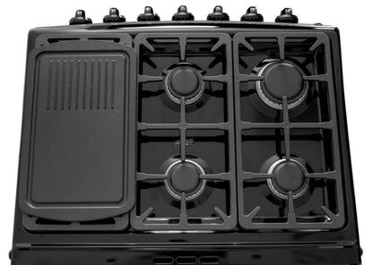 GRS Estufa a Gas 30" con 6 Quemadores, Horno Total Heat y Comal Negro, 30GM3B