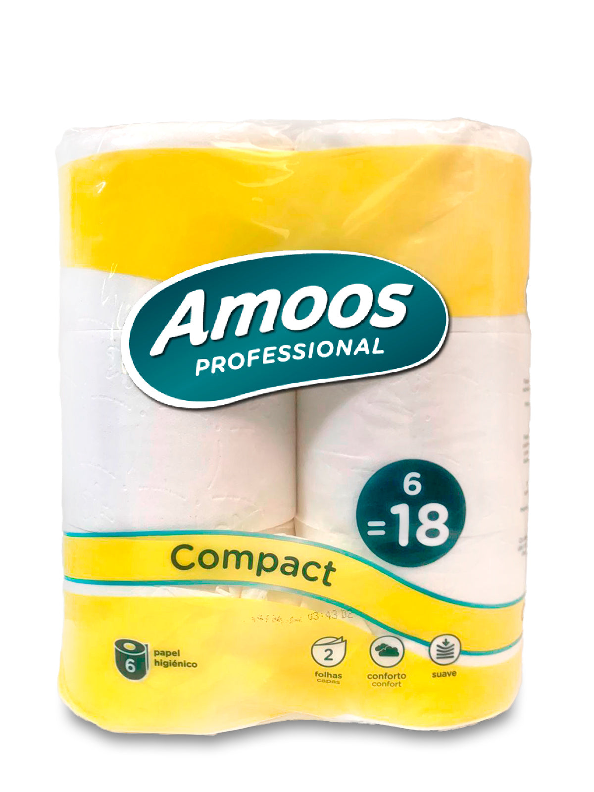 Paquete papel higiénico Amoos decorado 6 rollos 3 capas vista frontal