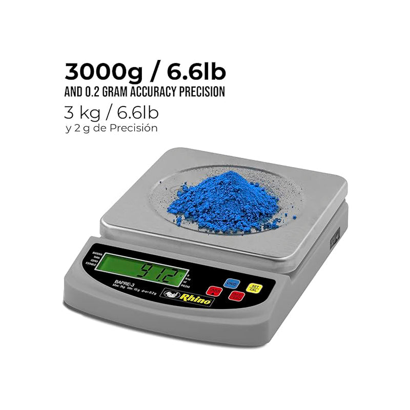 Rhino Báscula Electrónica de Precisión 3 kg 0.2 g, BAPRE-3