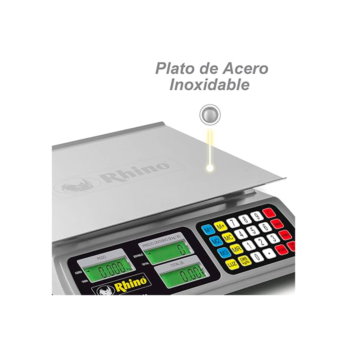 Rhino Báscula Peso-Precio 40 kg con Precisión de 2 g y Batería Recargable, BAR-8