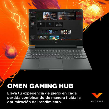 Puerto HDMI y conectores laterales de HP Victus 15-fb3018la para gaming