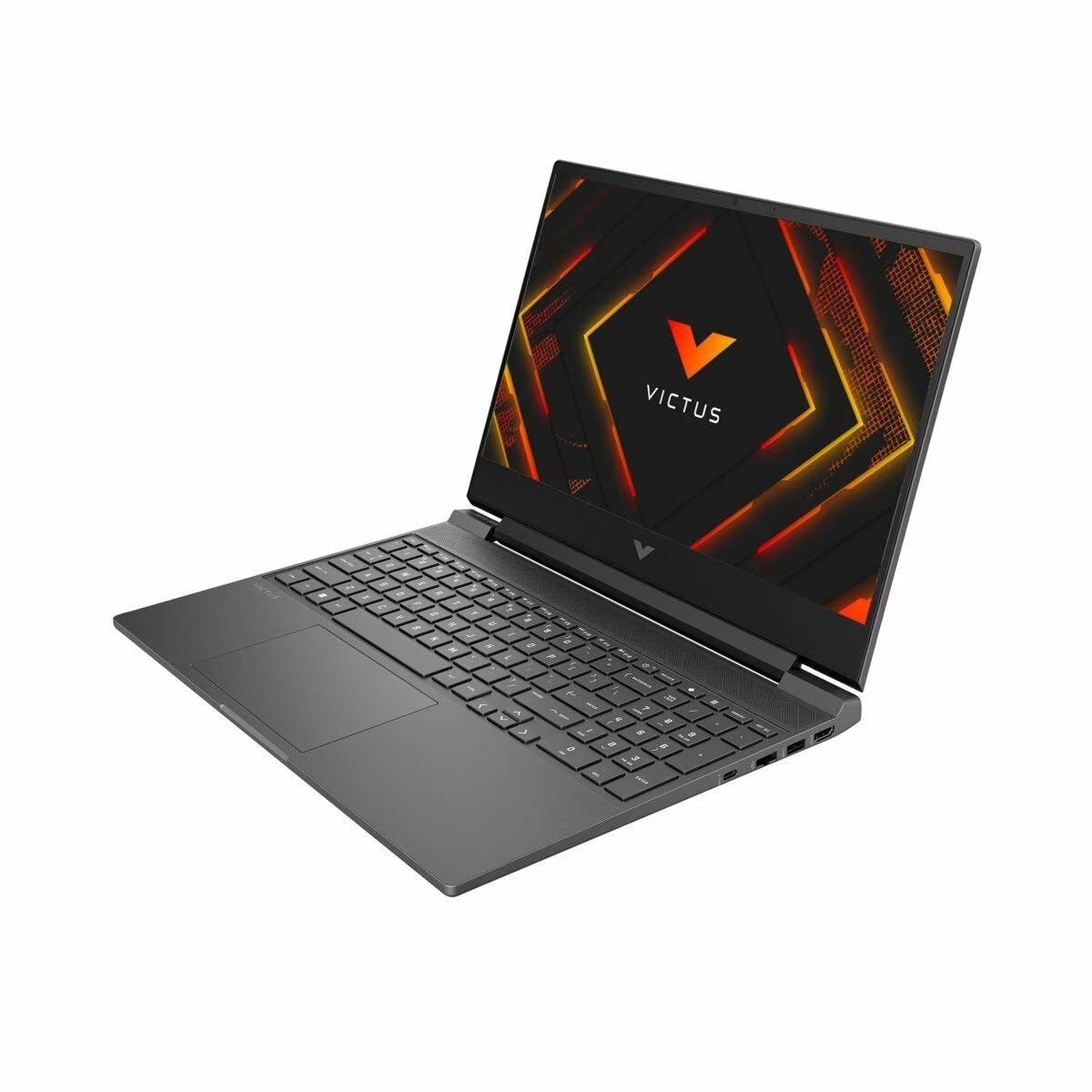 Laptop gaming HP Victus vista lateral derecha con puertos USB y salida de audio
