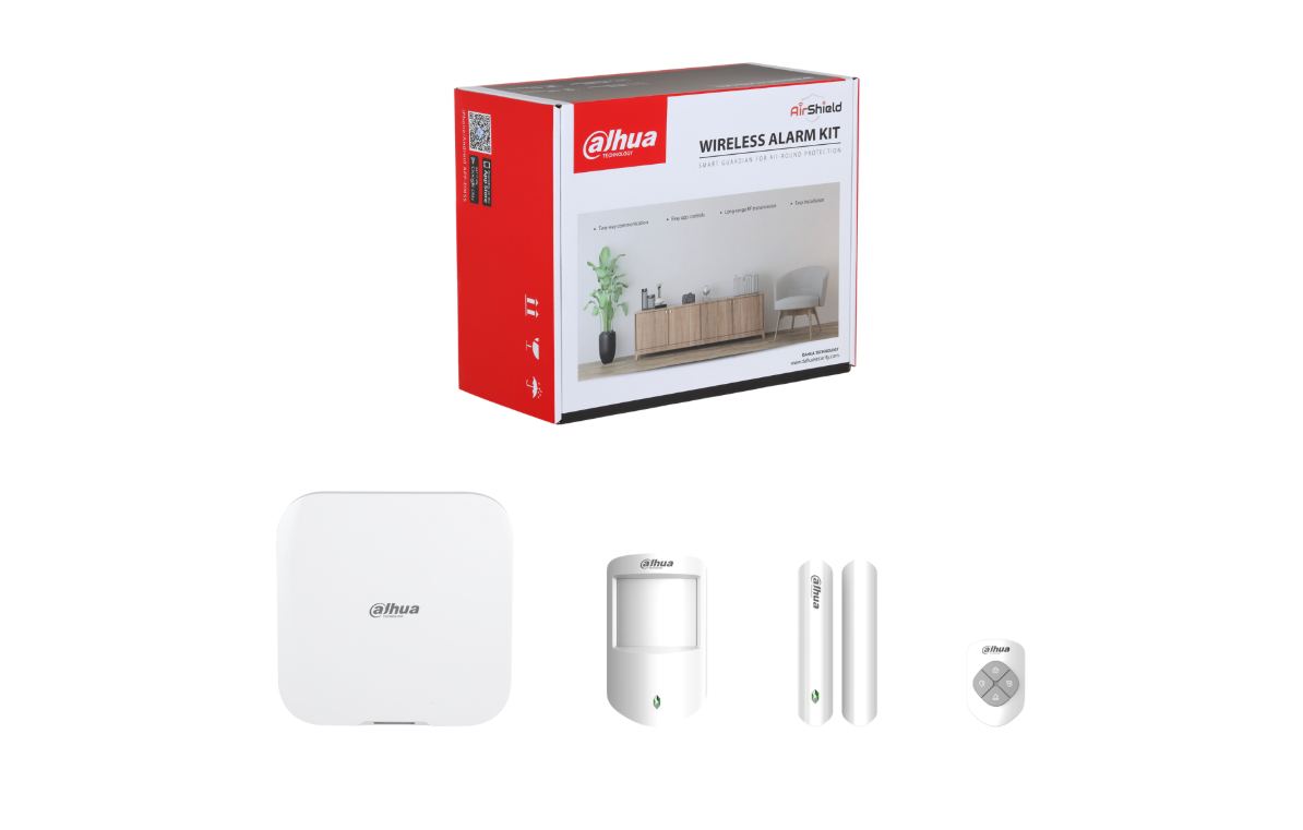 Kit de alarma inalámbrica Dahua DHI-ART-ARC3800H completo con panel central y sensores