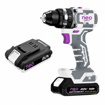NEO NEXT Taladro Percutor Atornillador Inalámbrico 20 V 4 Ah 13 mm 80 Nm, T1280/20K2-4