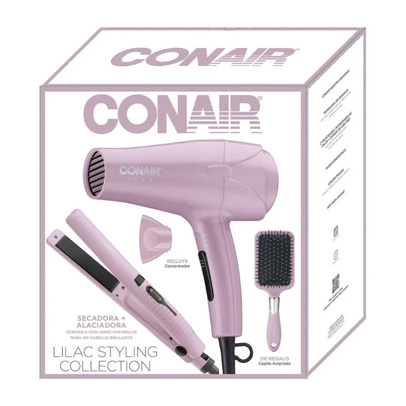 Conair kit secador, plancha y cepillo Lilac, CB220PP3