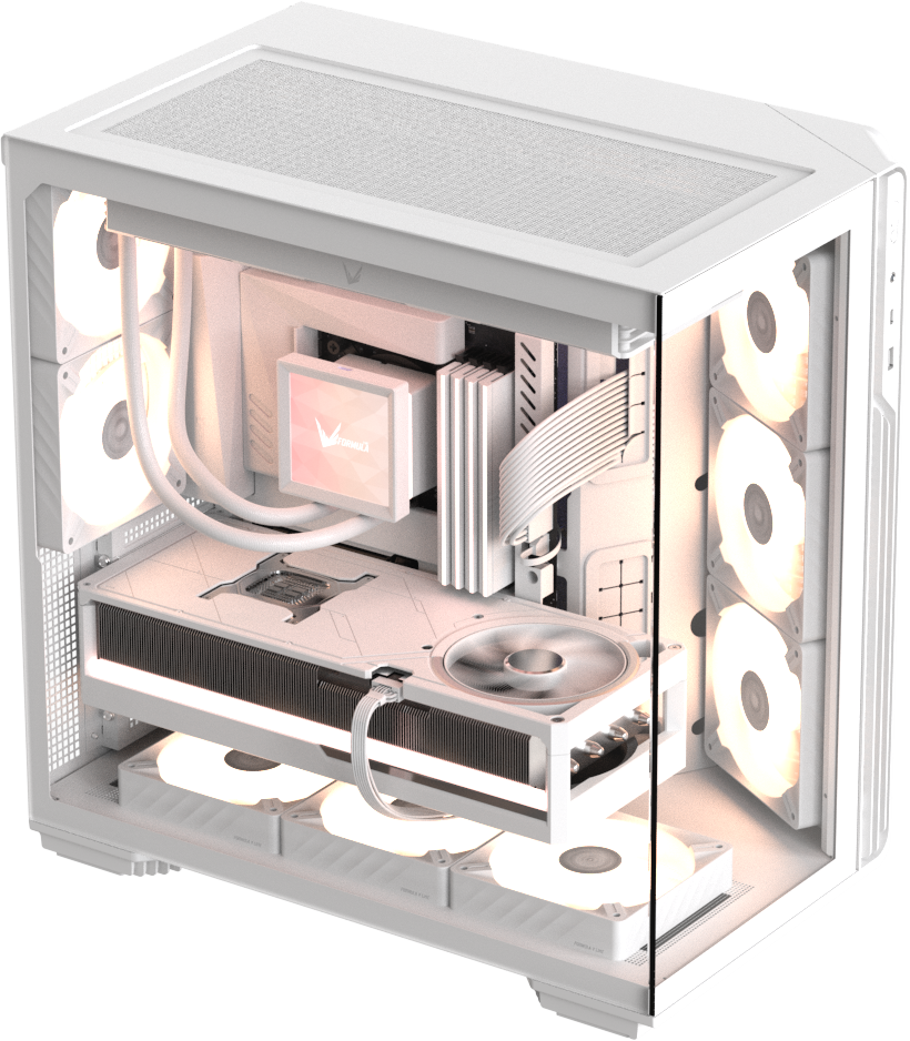 Formula V Line Case Blanco 5 Ventiladores ARGB, Crystal Z7 PA