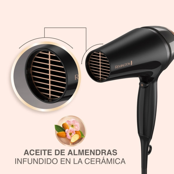 Secador de Cabello Remington Almond Radiance™ D12AA-110F de 1900 W con Difusor y Concentrador