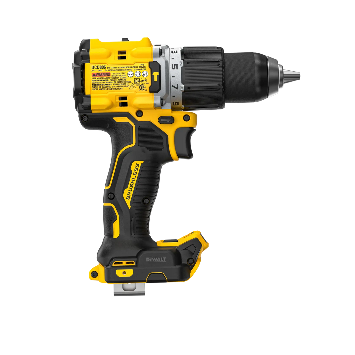 DEWALT taladro percutor DCD806D2-B3 detalle de mandril