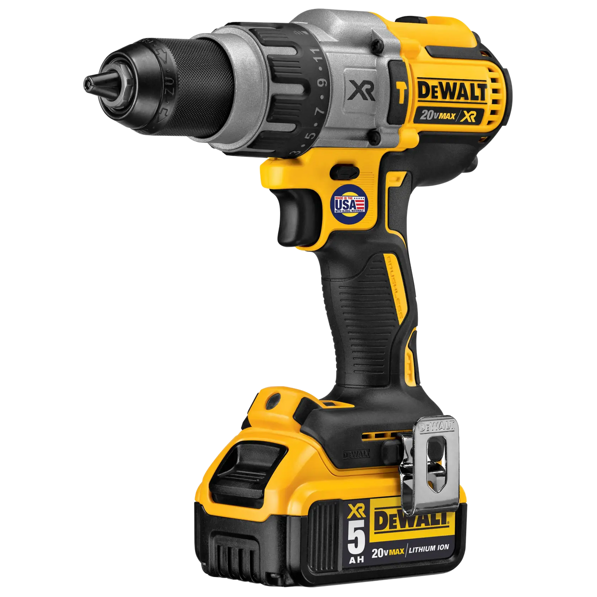 DEWALT DCD996P2 taladro percutor 20V MAX XR con batería instalada