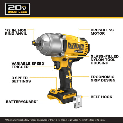 De Walt Llave Impacto 1/2" 20V MAX XR, DCF900B