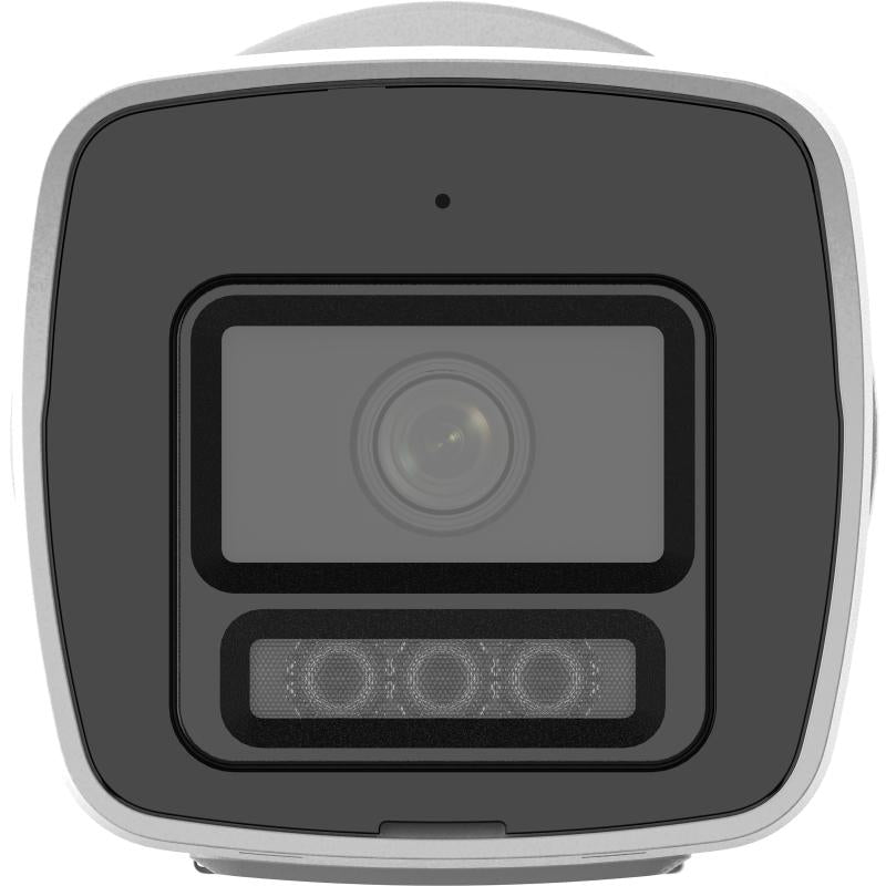 Cámara bullet Hikvision DS-2CD1027G3-LIU vista frontal con lente y sensor ColorVu