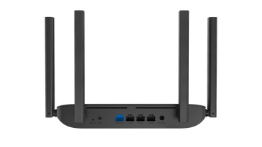Router inalámbrico Hikvision DS-3WR15X vista lateral mostrando conectores WAN y LAN