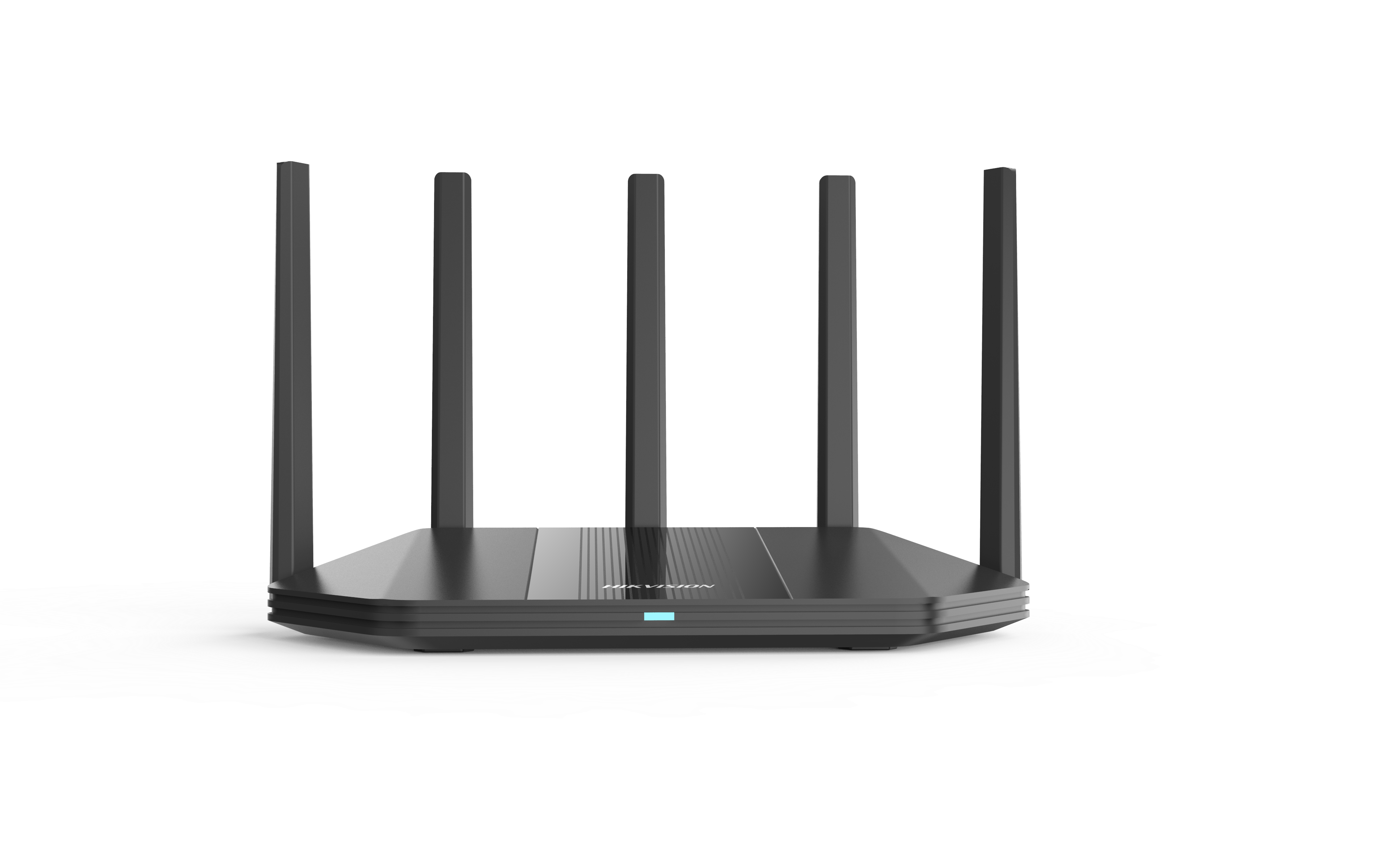 Router Wi-Fi 6 Hikvision DS-3WR18X vista frontal con indicadores LED y logo