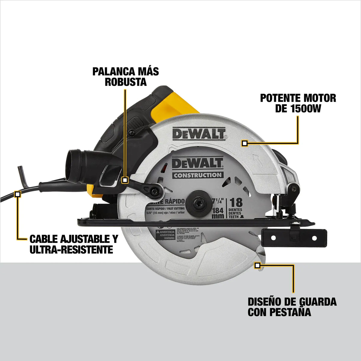 DEWALT sierra circular DWE5615-B3 motor 1500W y caracteristicas