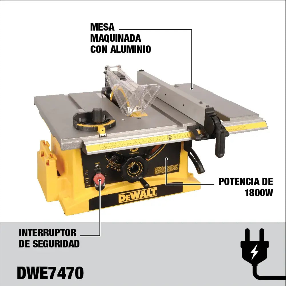 DEWALT DWE7470-B3 mesa de aluminio maquinado con motor de 1800W