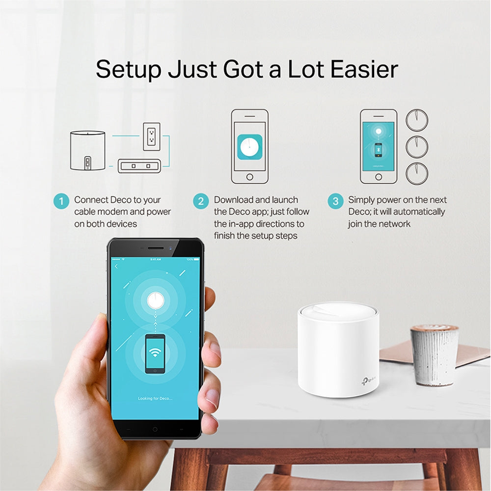 Pack completo sistema mesh TP-Link X20 con accesorios y cables incluidos