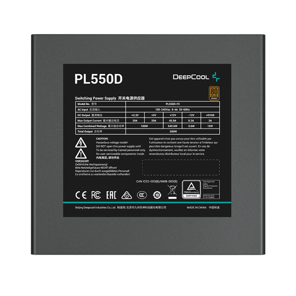 Fuente de Poder DeepCool PL550D-FC 550W 80 PLUS Bronze | No Modular | ATX