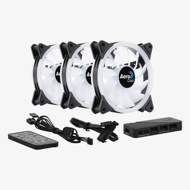 Abanico AeroCool Duo 12 Pro | 3 Ventiladores ARGB Pro | 120mm | Concentrador de Control RGB | Control Remoto