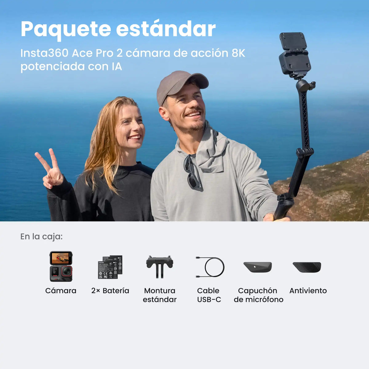 Insta360 Cámara de Acción Hasta 8K con 2 Baterías, Ace Pro 2