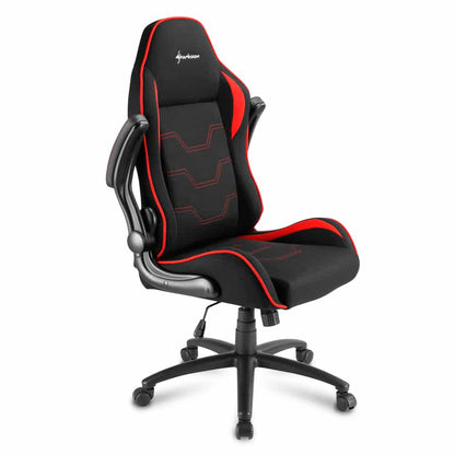 Silla Gaming Sharkoon ELBRUS 1 | Diseño Ergonómico | Reclinable | Base Metálica | Color Negro/Rojo