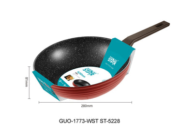 Sartén Wok Antiadherente Winning Star ST-5228, Aluminio 28 cm