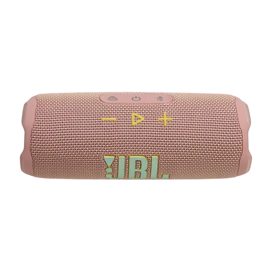 Parlante JBL Flip 7 color rosa, vista superior con controles