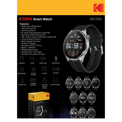 Kodak Reloj Inteligente Full Touch 1.45" Plateado, SW7202