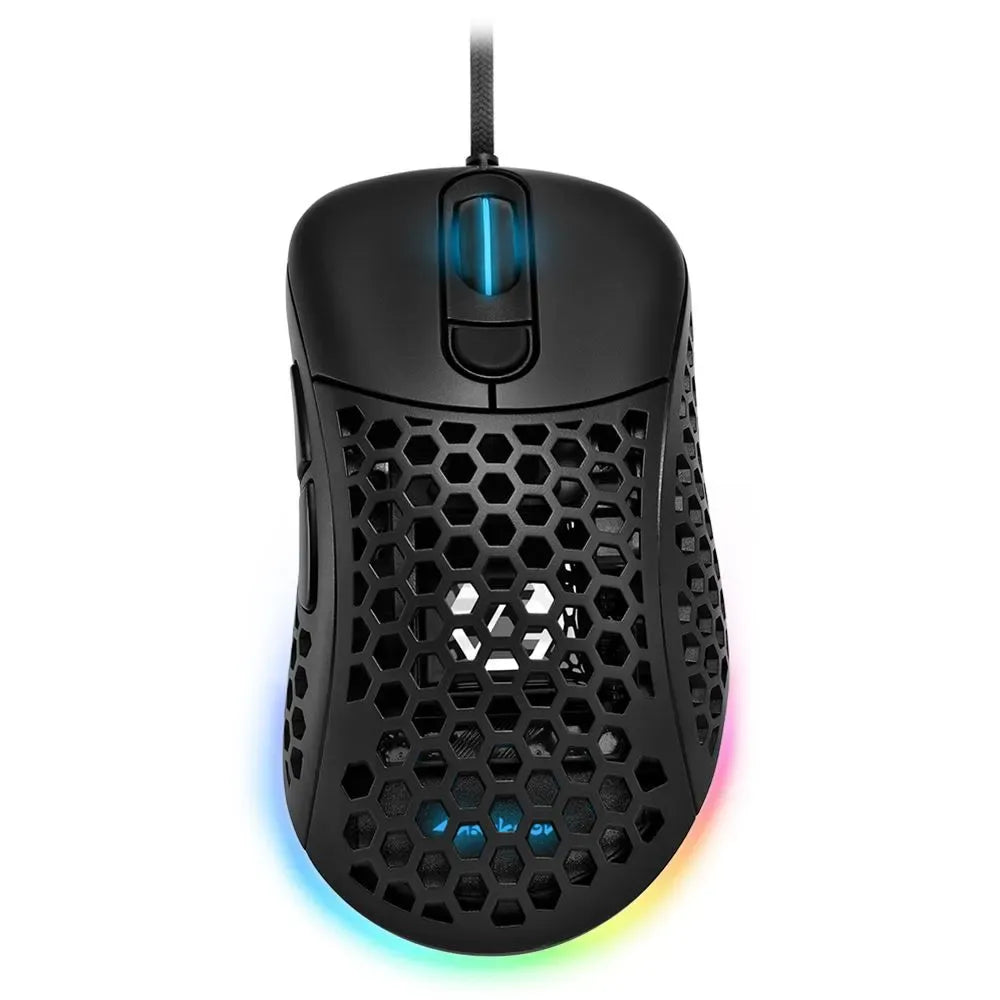 Mouse gaming Sharkoon Light² 200 vista lateral izquierda con iluminación RGB