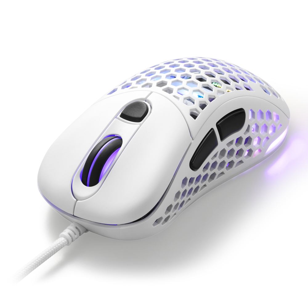 Detalle sensor óptico PixArt 3389 16000 DPI mouse Sharkoon gaming