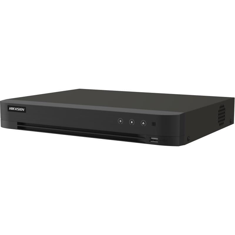 Interfaz de usuario DVR Hikvision en pantalla con menú de configuración