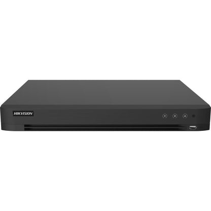 DVR Hikvision AcuSense vista lateral mostrando ventilación y conectores laterales