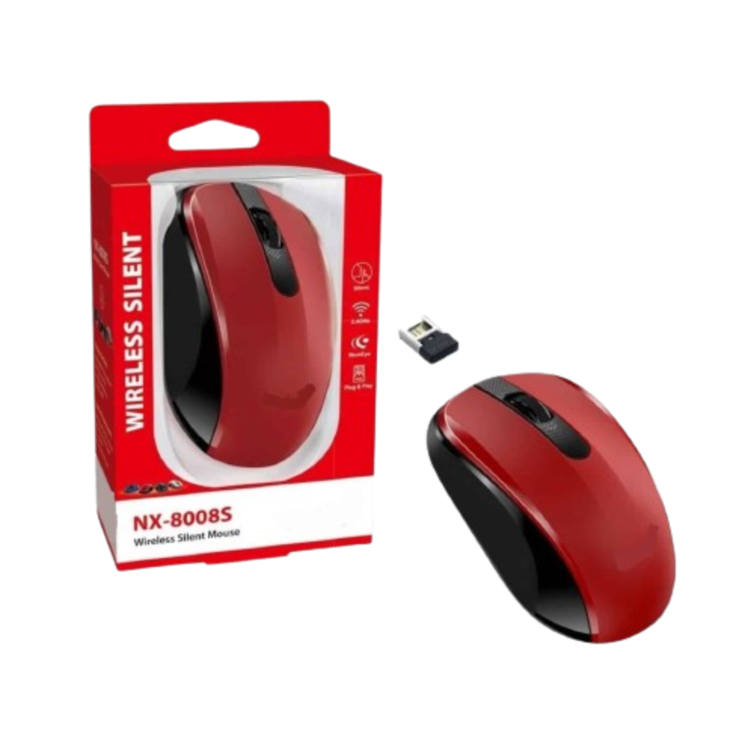 Mouse Genius NX-8008S junto a receptor USB nano inalámbrico