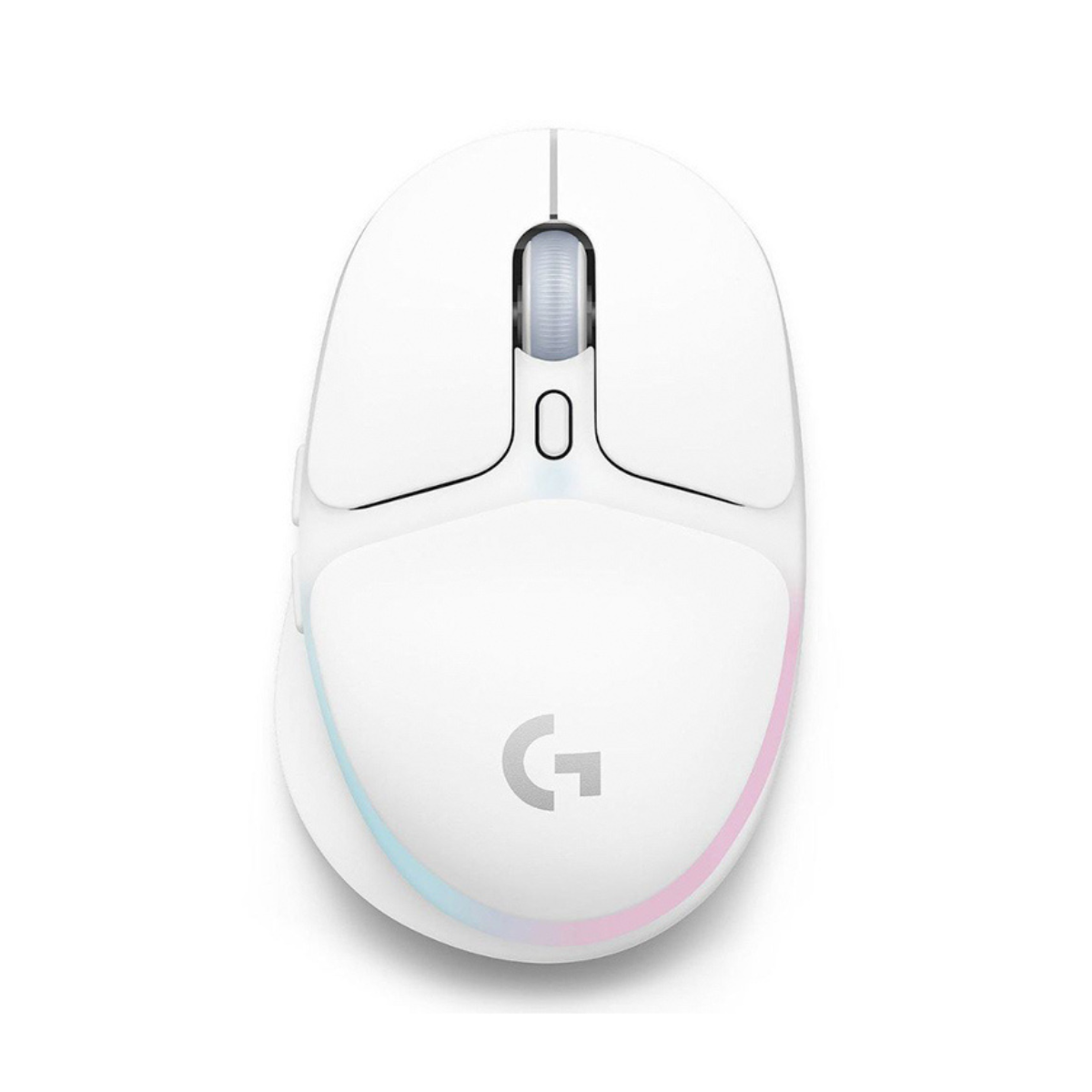Mouse gaming Logitech G705 RGB inalámbrico vista frontal con iluminación LED