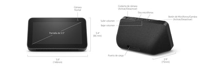 Amazon Echo Show 5 (3ra Gen) | Pantalla Táctil 5.5” | Alexa Integrada | Cámara para Videollamadas