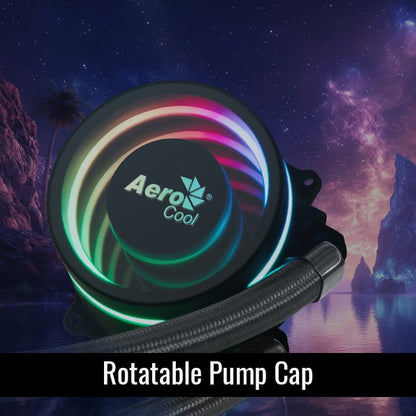 Enfriamiento Líquido RGB AeroCool Oasis L240 BK | 240mm | 2 en 1 | Iluminación RGB
