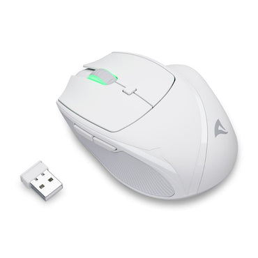 Mouse ergonómico Sharkoon M25W vista lateral mostrando diseño curvo
