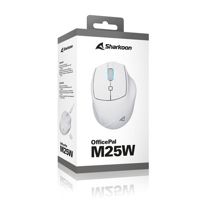 Vista inferior del mouse Sharkoon OfficePal M25W con compartimento batería