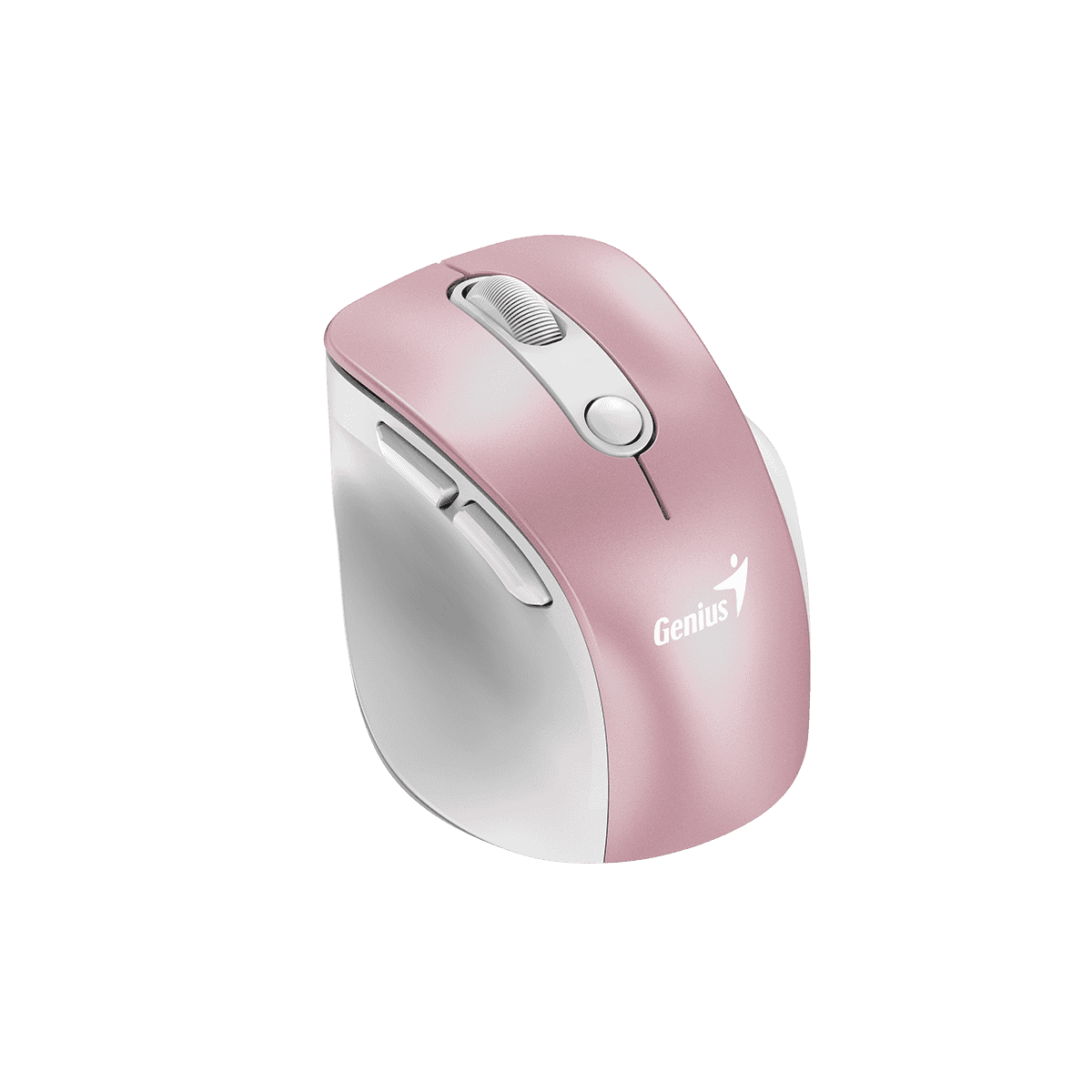 Mouse Genius Ergo 9000S Pro Rosa vista lateral con soporte para pulgar y botones adicionales