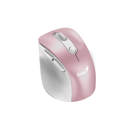 Mouse Genius Ergo 9000S Pro Rosa vista lateral con soporte para pulgar y botones adicionales