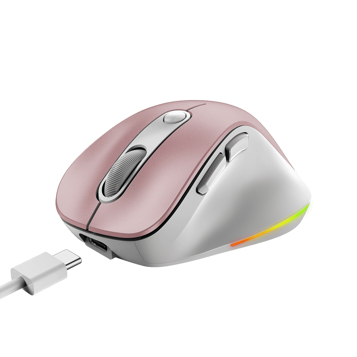 Mouse Genius Ergo 9000S Pro Rosa vista superior mostrando rueda de scroll y botones DPI