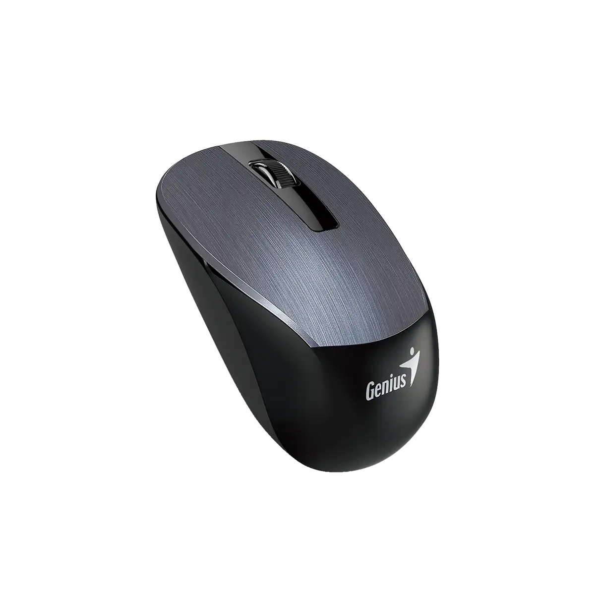Vista posterior del mouse Genius NX-7015 con compartimiento de batería AA y receptor USB