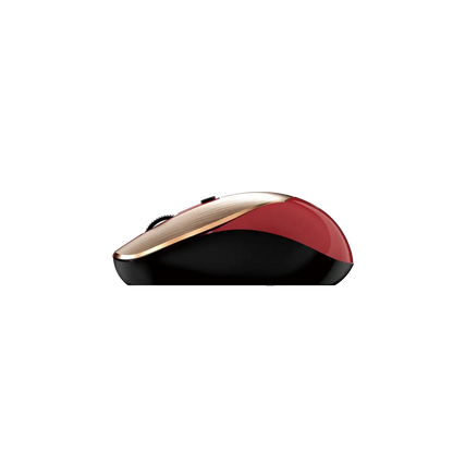 Empaque completo Genius NX-7125 con mouse rojo, receptor USB y batería AA