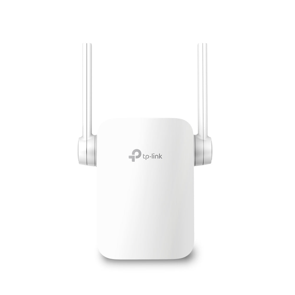 Amplificador WiFi TP-Link RE205 vista frontal con luces LED indicadoras