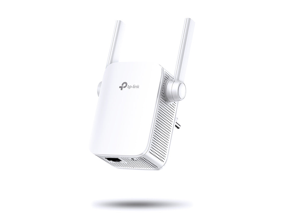 Repetidor de señal TP-Link RE305 conectado a toma de corriente lateral