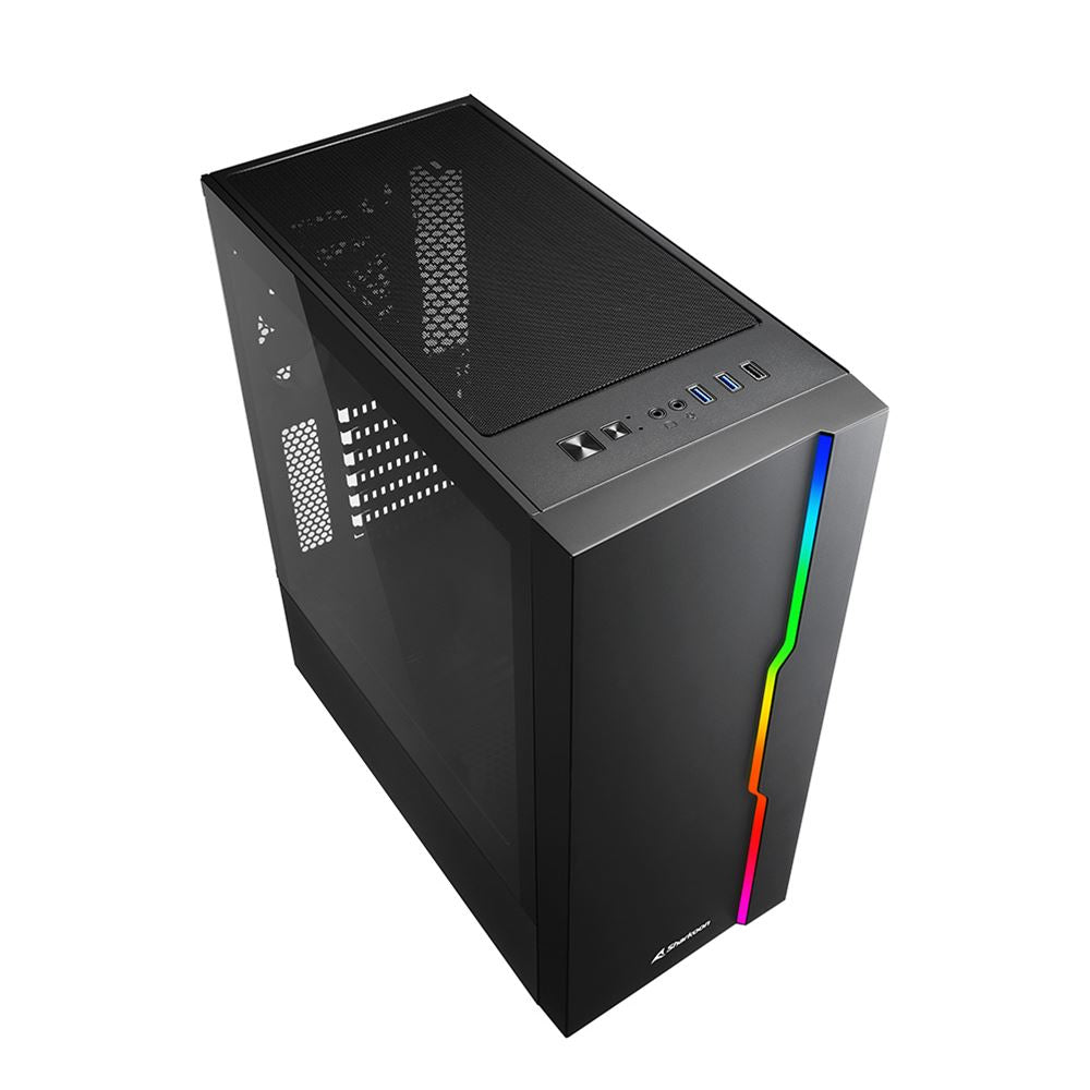 Case Sharkoon RGB Slider | ATX | Media Torre | Panel Vidrio Templado | RGB Frontal | Negro