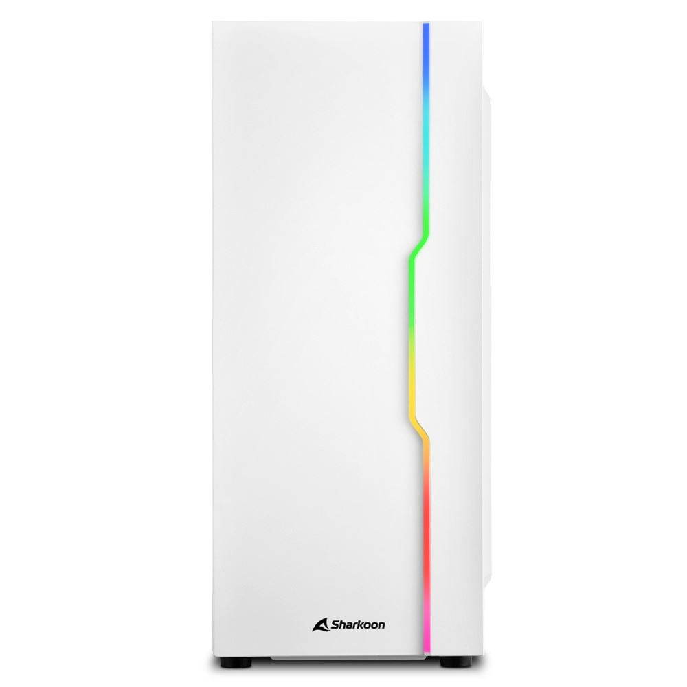 Case Sharkoon RGB Slider WH | ATX | Mid Tower | Línea RGB Frontal | Panel Lateral Vidrio Templado | Blanco