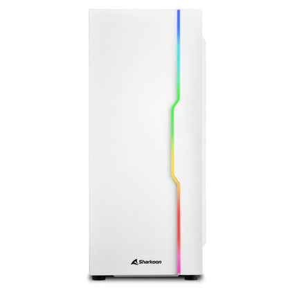 Case Sharkoon RGB Slider WH | ATX | Mid Tower | Línea RGB Frontal | Panel Lateral Vidrio Templado | Blanco
