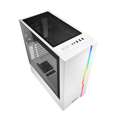 Case Sharkoon RGB Slider WH | ATX | Mid Tower | Línea RGB Frontal | Panel Lateral Vidrio Templado | Blanco