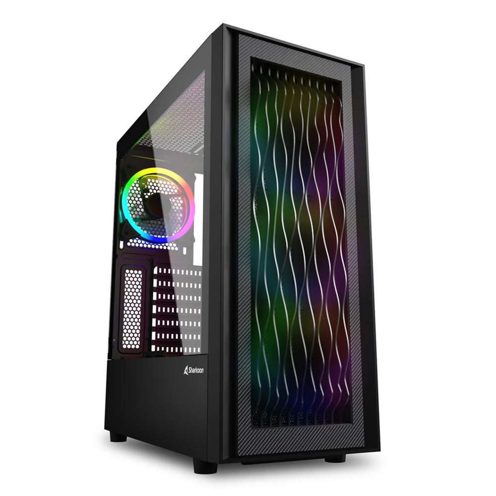 Case Sharkoon RGB Wave Media | ATX | 3x 120mm RGB | 1x 120mm RGB | Vidrio Templado | USB-C
