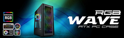 Case Sharkoon RGB Wave Media | ATX | 3x 120mm RGB | 1x 120mm RGB | Vidrio Templado | USB-C